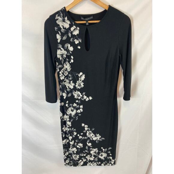 White House Black Market Reversible Floral Solid Sheath Dress Size Small - Picture 3 of 9